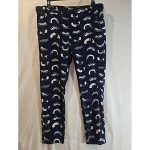 Anthropologie‎ Cartonnier Charlie Trousers Navy Blue White Cropped Pants Size 10